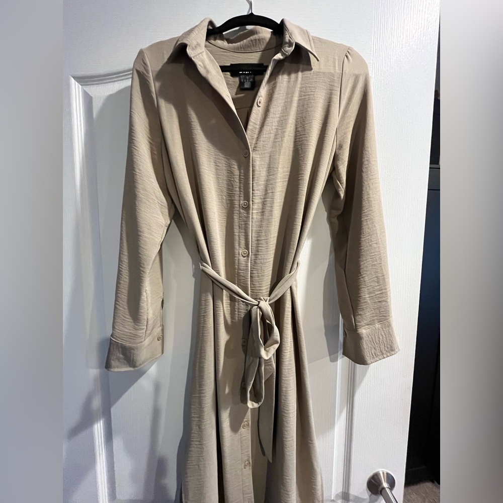DKNY Beige Button-Up Dress